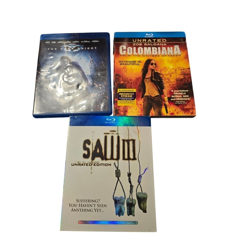 Dark Knight Colombiana‎ Saw III Blu Ray Unrated Edition Movie Lot